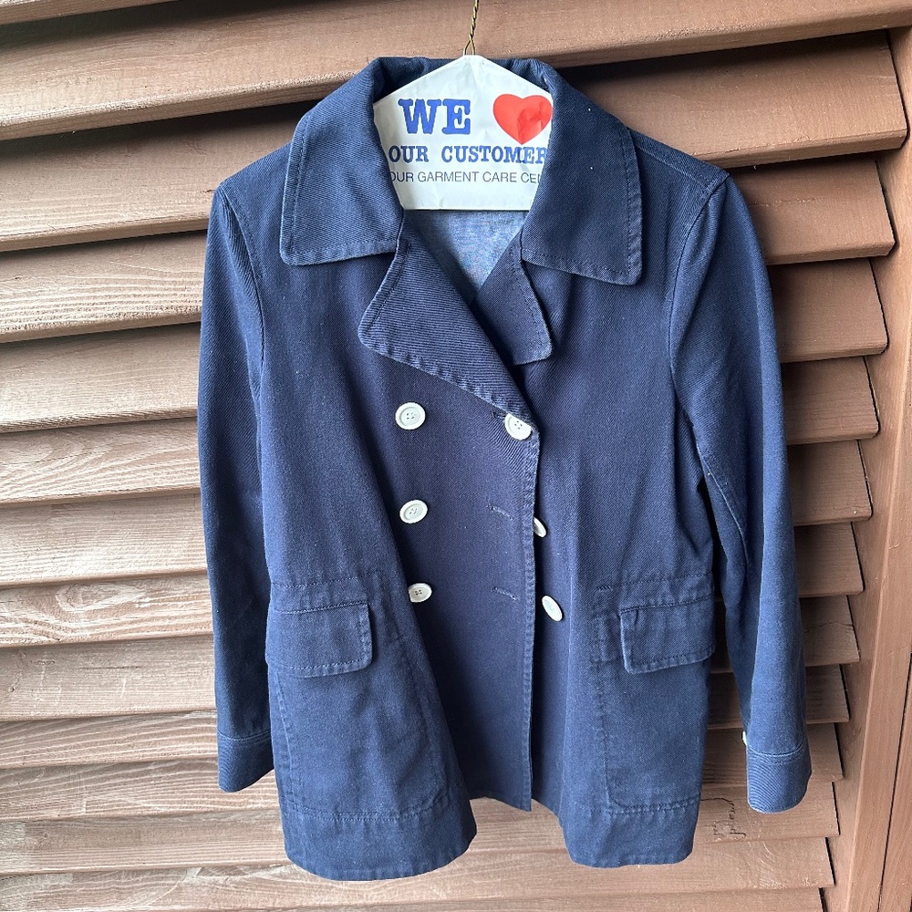 J CREW denim-ish pea coat SZ 12